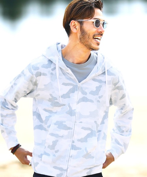 jiggys shop（ジギーズショップ）の「接触冷感 UVカット サマーパイル  ジップアップパーカー フーディー（パーカー・メンズ・グレイッシュベージュ/ブルー系その他2/ネイビー/ホワイト系その他/ブラック系その他/ホワイト/ホワイト系その他2/インディゴブルー/ブルー系その他/ブラック/ホワイト系その他3/ブラック系その他3/ブルー系その他3/ホワイト系その他4/ブラック系その他4/グレー系その他/イエロー/ブラック系その他5/ピンク系その他/ブルー系その他4・LARGE/MEDIUM/X-LARGE）」の2枚目の写真