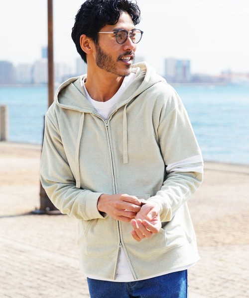 接触冷感 UVカット サマーパイル ジップアップパーカー