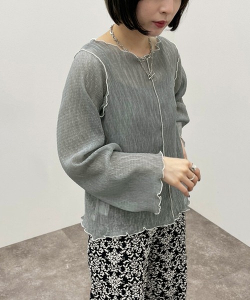 apres jour mignon（アプレジュールミニョン）の「メロー楊柳ＴＯＰＳ 【ZOZOTOWN限定アイテム】（Tシャツ/カットソー・レディース・ブラック/アイボリー/ライトブルー/グリーン系その他・フリー/X-LARGE）」の4枚目の写真
