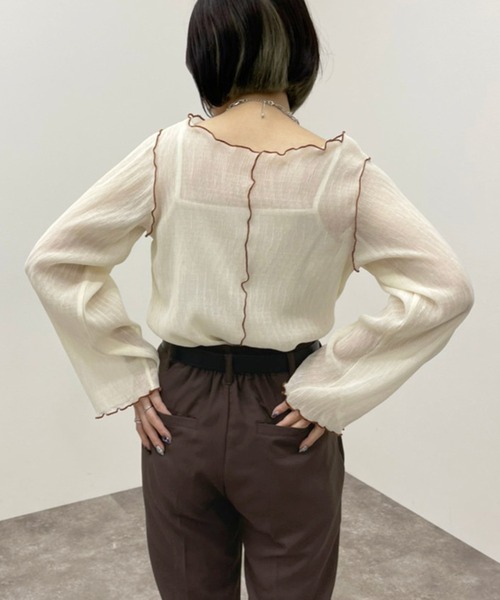 apres jour mignon（アプレジュールミニョン）の「メロー楊柳ＴＯＰＳ 【ZOZOTOWN限定アイテム】（Tシャツ/カットソー・レディース・ブラック/アイボリー/ライトブルー/グリーン系その他・フリー/X-LARGE）」の8枚目の写真