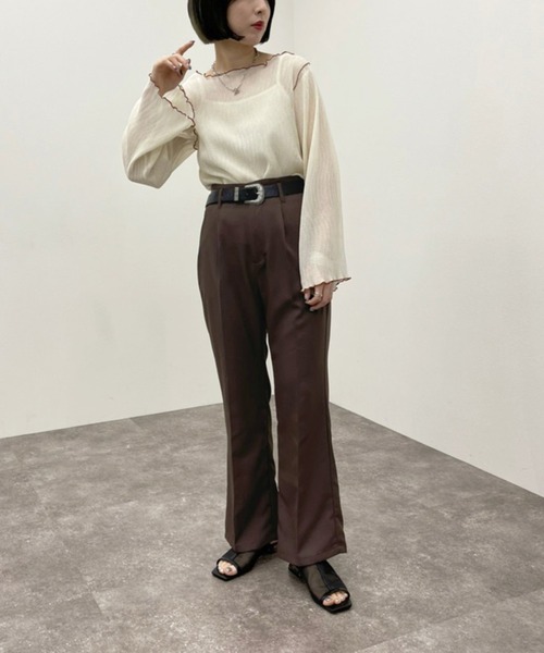 apres jour mignon（アプレジュールミニョン）の「メロー楊柳ＴＯＰＳ 【ZOZOTOWN限定アイテム】（Tシャツ/カットソー・レディース・ブラック/アイボリー/ライトブルー/グリーン系その他・フリー/X-LARGE）」の9枚目の写真