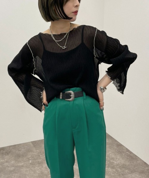 apres jour mignon（アプレジュールミニョン）の「メロー楊柳ＴＯＰＳ 【ZOZOTOWN限定アイテム】（Tシャツ/カットソー・レディース・ブラック/アイボリー/ライトブルー/グリーン系その他・フリー/X-LARGE）」の11枚目の写真