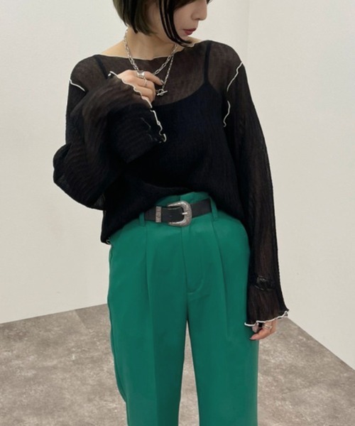 apres jour mignon（アプレジュールミニョン）の「メロー楊柳ＴＯＰＳ 【ZOZOTOWN限定アイテム】（Tシャツ/カットソー・レディース・ブラック/アイボリー/ライトブルー/グリーン系その他・フリー/X-LARGE）」の12枚目の写真