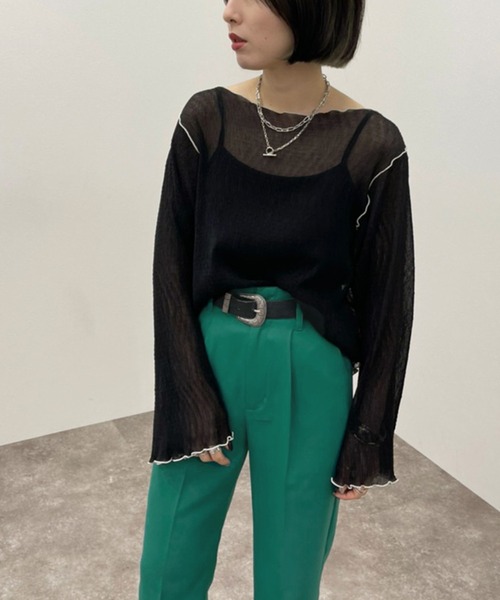 apres jour mignon（アプレジュールミニョン）の「メロー楊柳ＴＯＰＳ 【ZOZOTOWN限定アイテム】（Tシャツ/カットソー・レディース・ブラック/アイボリー/ライトブルー/グリーン系その他・フリー/X-LARGE）」の14枚目の写真