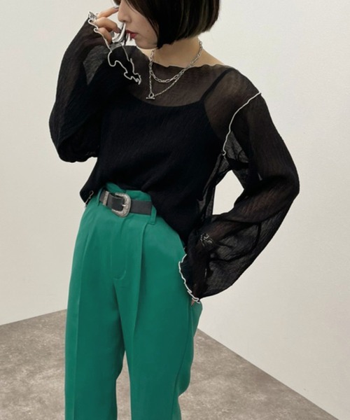 apres jour mignon（アプレジュールミニョン）の「メロー楊柳ＴＯＰＳ 【ZOZOTOWN限定アイテム】（Tシャツ/カットソー・レディース・ブラック/アイボリー/ライトブルー/グリーン系その他・フリー/X-LARGE）」の13枚目の写真