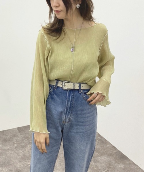 apres jour mignon（アプレジュールミニョン）の「メロー楊柳ＴＯＰＳ 【ZOZOTOWN限定アイテム】（Tシャツ/カットソー・レディース・ブラック/アイボリー/ライトブルー/グリーン系その他・フリー/X-LARGE）」の20枚目の写真
