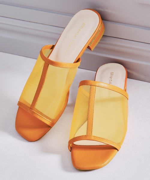 ORiental TRaffic（オリエンタルトラフィック）の「スクエアトゥ切替チュールサンダル/11219（サンダル・レディース・オレンジ/ブラウン/ネイビー/パープル・LL/3L/SS/S/M/L）」の4枚目の写真