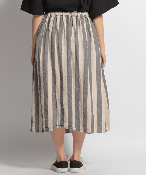 ichi(イチ)の「【ichi(イチ)】ストライプ柄スカート(スカート・レディース・ナチュラル/チャコール・FREE)」の6枚目の写真