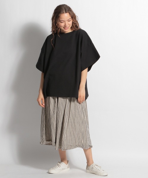 ichi(イチ)の「【ichi(イチ)】ストライプ柄スカート(スカート・レディース・ナチュラル/チャコール・FREE)」の4枚目の写真