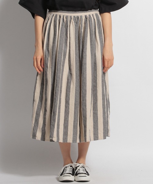 ichi(イチ)の「【ichi(イチ)】ストライプ柄スカート(スカート・レディース・ナチュラル/チャコール・FREE)」の12枚目の写真