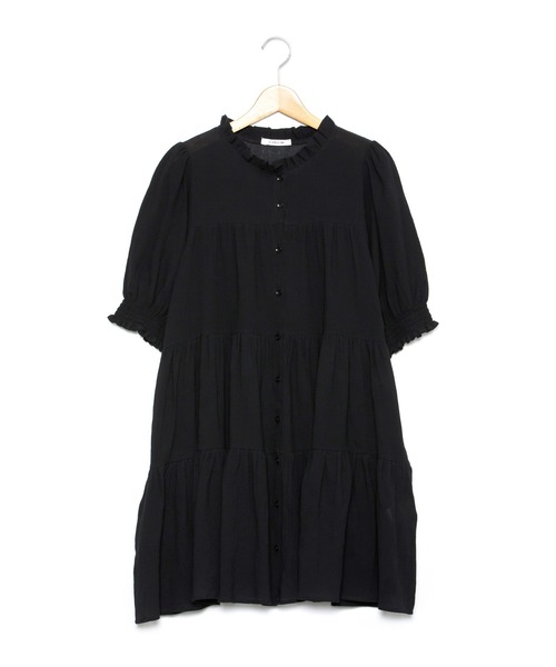 AS KNOW AS PINKY（アズノゥアズピンキー）の「楊柳ふりりティアードチュニック（チュニック・レディース・ブラック/オフホワイト・FREE）」の4枚目の写真