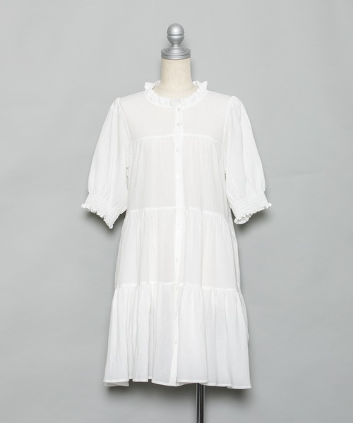 AS KNOW AS PINKY（アズノゥアズピンキー）の「楊柳ふりりティアードチュニック（チュニック・レディース・ブラック/オフホワイト・FREE）」の15枚目の写真