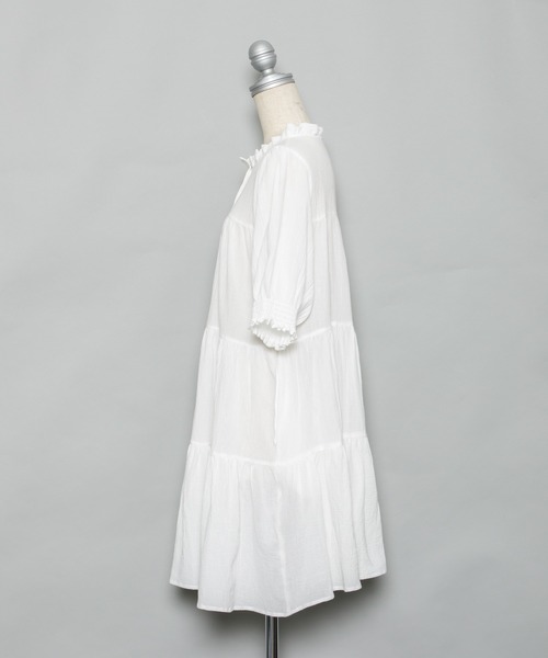 AS KNOW AS PINKY（アズノゥアズピンキー）の「楊柳ふりりティアードチュニック（チュニック・レディース・ブラック/オフホワイト・FREE）」の7枚目の写真