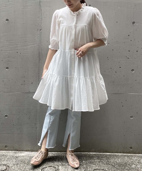 AS KNOW AS PINKY（アズノゥアズピンキー）の「楊柳ふりりティアードチュニック（チュニック・レディース・ブラック/オフホワイト・FREE）」の20枚目の写真