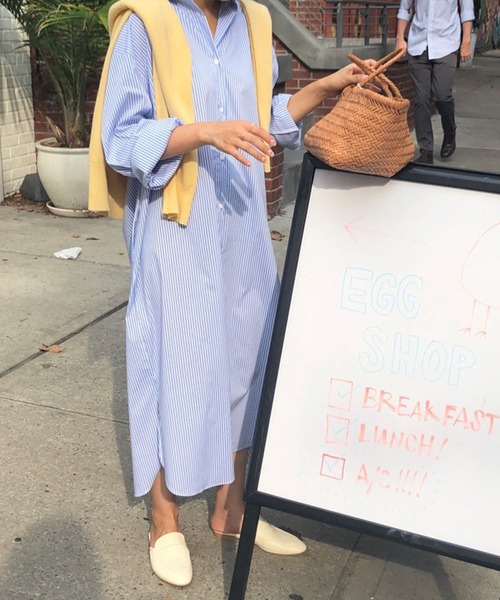 me+em select（ミームセレクト）の「カラーストライプロングシャツ