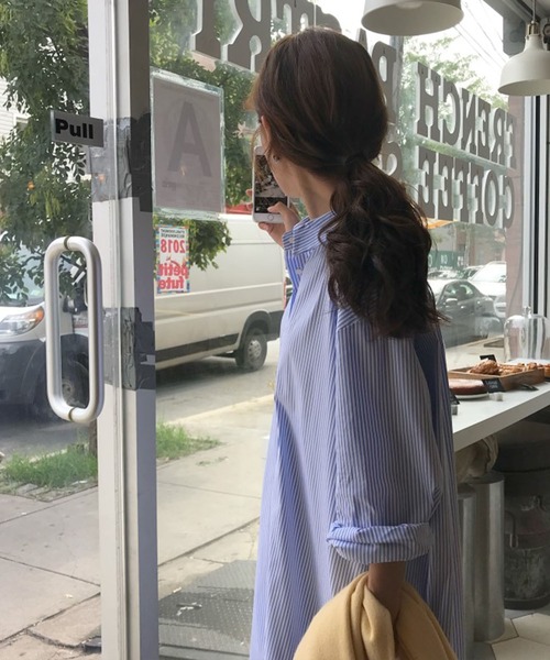 me+em select（ミームセレクト）の「カラーストライプロングシャツワンピース（シャツワンピース・レディース・ピンク/ブラック/ブルー・FREE）」の17枚目の写真