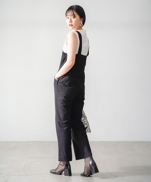 PAGEBOY（ページボーイ）の「フレアオーバーオール（サロペット/オーバーオール・レディース・アイボリー/ブラック・FREE）」の4枚目の写真