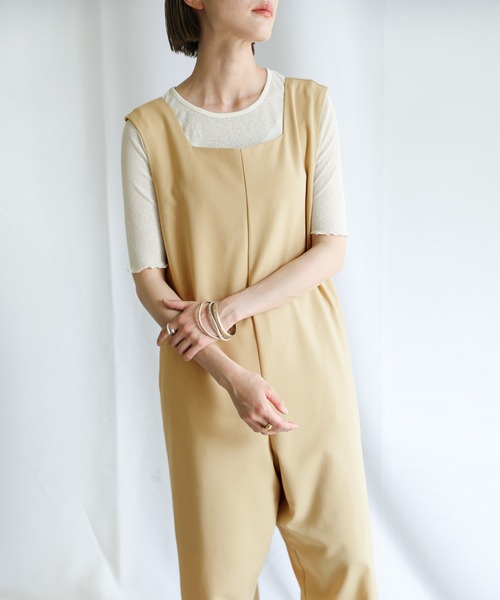 select MOCA（セレクトモカ）の「スクエアネックポーラオールインワン（つなぎ/オールインワン・レディース・ブラック/ベージュ/アイボリー・FREE）」の4枚目の写真