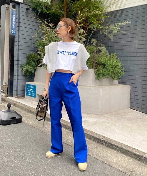 WHO'S WHO gallery(フーズフーギャラリー)の「PERVERT ショートカレッジ刺繍TEE(Tシャツ/カットソー・レディース・ブラック/オフホワイト/グリーン/オートミール・FREE)」の9枚目の写真