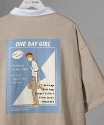 SlashDate（スラッシュデイト）の「レトロタッチガールイラストバックプリント半袖ラガーシャツ（Tシャツ/カットソー・メンズ）」