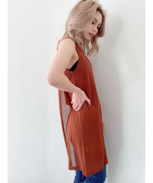 GYDA（ジェイダ）の「アシンメトリーニットタンク（タンクトップ・レディース・ブラック/ダークオレンジ/ベージュ・FREE）」の5枚目の写真