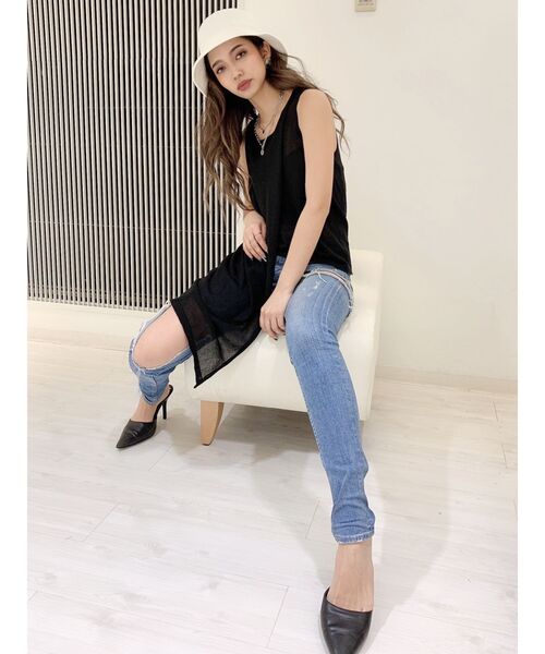 GYDA（ジェイダ）の「アシンメトリーニットタンク（タンクトップ・レディース・ブラック/ダークオレンジ/ベージュ・FREE）」の11枚目の写真