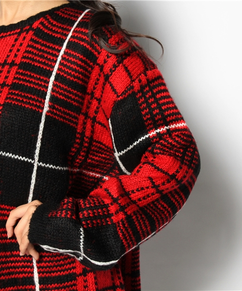 Kastane（カスタネ）の「【UNIF】チェックニットプルオーバー（ニット/セーター・レディース・レッド・SMALL）」の8枚目の写真