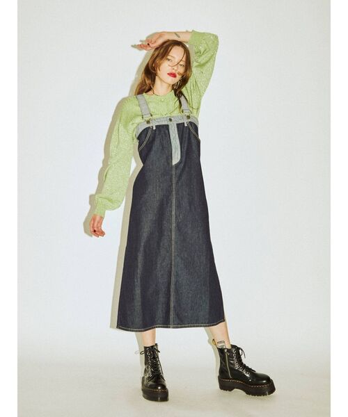Lee（リー）の「【WEB限定】LEEコラボワンピース（ジャンパースカート・レディース・ライトブルー/ブラック/インディゴブルー・MEDIUM/FREE）」の3枚目の写真
