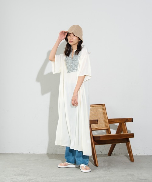 ハンドメイドワンピース　ローズダンタン　110cm ロゴ刺繍ダンガリーワンピース｜ピンクハウスオフィシャル