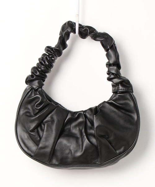 CLEA（クレア）の「ギャザーデザインムーン型ハンドバッグ（ハンドバッグ・レディース・ホワイト/ブラック/サックスブルー・FREE）」の5枚目の写真