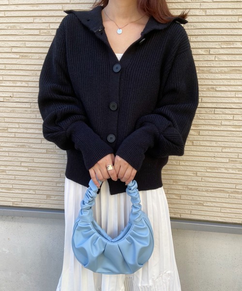 CLEA（クレア）の「ギャザーデザインムーン型ハンドバッグ（ハンドバッグ・レディース・ホワイト/ブラック/サックスブルー・FREE）」の17枚目の写真