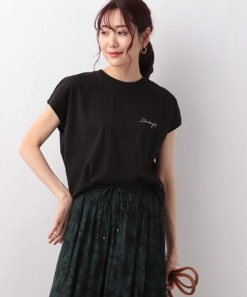 GLOBAL WORK(グローバルワーク)の「リラックス美人プリントフレンチスリーブ/949678(Tシャツ/カットソー・レディース・ブラック/ホワイト/マスタード/ベージュ・LARGE/MEDIUM)」の2枚目の写真