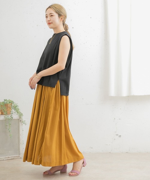 ITEMS URBANRESEARCH（アイテムズ アーバンリサーチ）の「肩タックノースリーブプルオーバー（Tシャツ/カットソー・レディース・オフホワイト/グレー系その他/ミント/ブラック・FREE）」の11枚目の写真