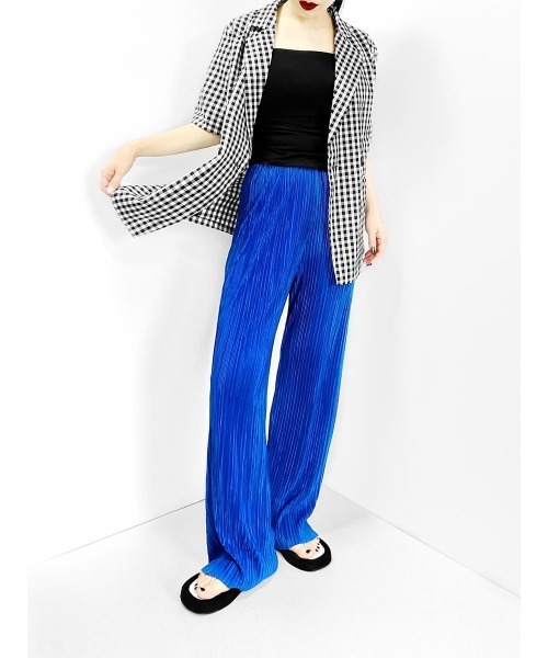 LVEU.（ラブユ.）の「Gingham check short sleeve jacket / ギンガム  