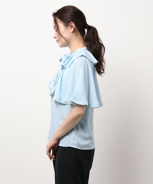 シャツ/ブラウス(半袖/袖なし) acka cape fringe tops axes femme（アクシーズファム）の「ケープ風ノースリブラウス（シャツ