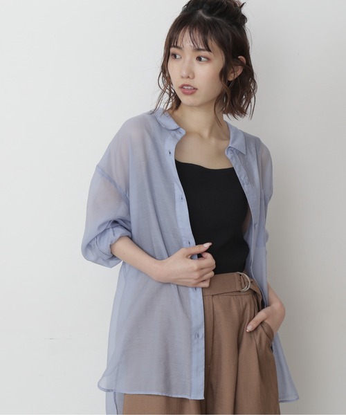 FREE'S MART（フリーズマート）の「◆シースルービッグシャツ（シャツ/ブラウス・レディース・ホワイト/ベージュ/ブルー・FREE）」の6枚目の写真