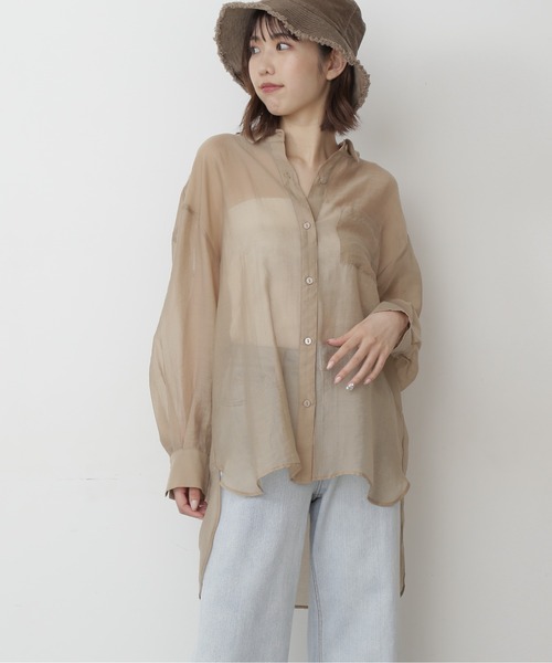 FREE'S MART（フリーズマート）の「◆シースルービッグシャツ（シャツ/ブラウス・レディース・ホワイト/ベージュ/ブルー・FREE）」の8枚目の写真