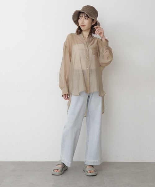 FREE'S MART（フリーズマート）の「◆シースルービッグシャツ（シャツ/ブラウス・レディース・ホワイト/ベージュ/ブルー・FREE）」の9枚目の写真