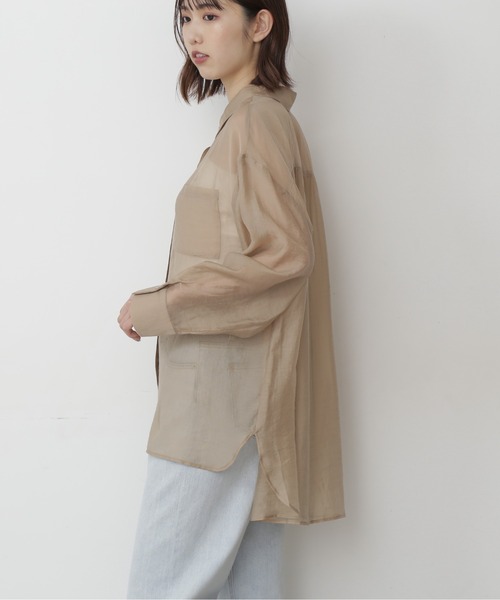 FREE'S MART（フリーズマート）の「◆シースルービッグシャツ（シャツ/ブラウス・レディース・ホワイト/ベージュ/ブルー・FREE）」の10枚目の写真