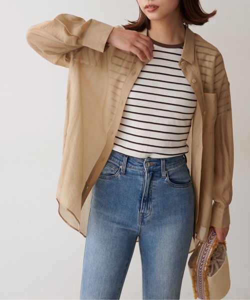 FREE'S MART（フリーズマート）の「◆シースルービッグシャツ（シャツ/ブラウス・レディース・ホワイト/ベージュ/ブルー・FREE）」の22枚目の写真