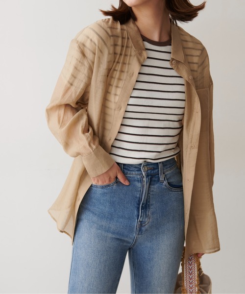 FREE'S MART（フリーズマート）の「◆シースルービッグシャツ（シャツ/ブラウス・レディース・ホワイト/ベージュ/ブルー・FREE）」の21枚目の写真