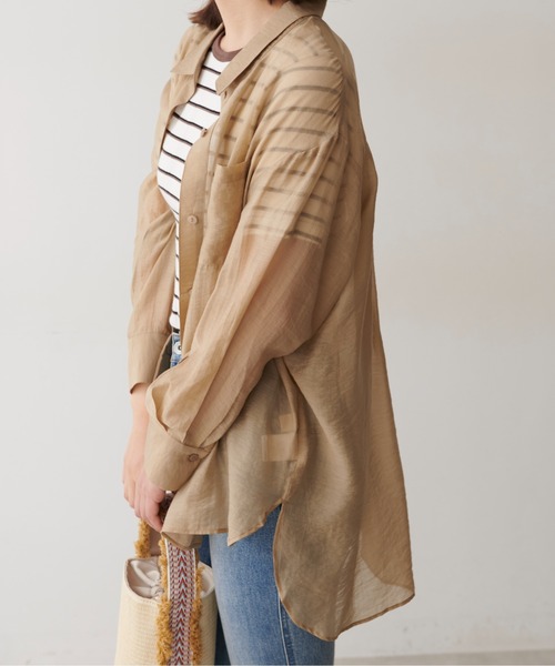 FREE'S MART（フリーズマート）の「◆シースルービッグシャツ（シャツ/ブラウス・レディース・ホワイト/ベージュ/ブルー・FREE）」の20枚目の写真