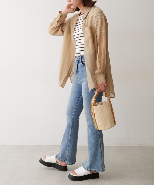 FREE'S MART（フリーズマート）の「◆シースルービッグシャツ（シャツ/ブラウス・レディース・ホワイト/ベージュ/ブルー・FREE）」の14枚目の写真