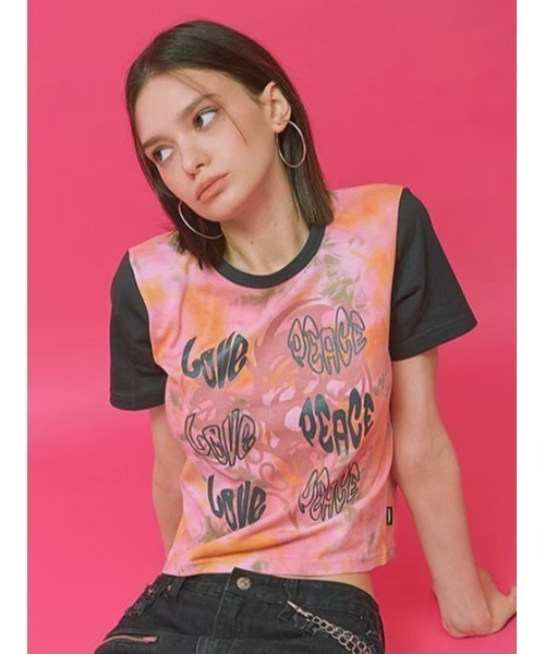CRANK（クランク）の「【CRANK】LOVE PEACE PRINT T（Tシャツ/カットソー・レディース・ピンク/スカイブルー/ライトピンク/ライトイエロー・ONE SIZE）」の16枚目の写真