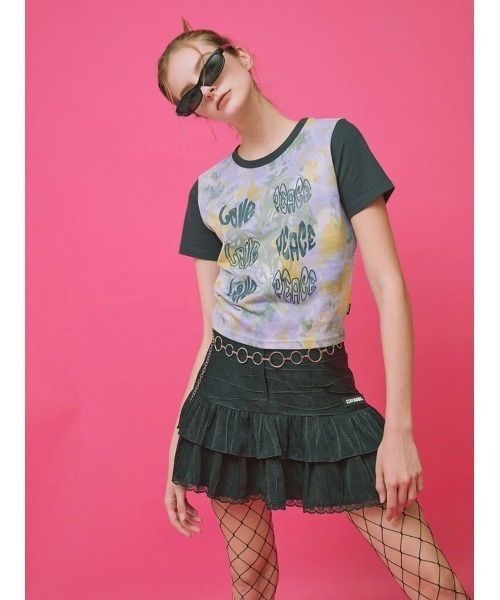 CRANK（クランク）の「【CRANK】LOVE PEACE PRINT T（Tシャツ/カットソー・レディース・ピンク/スカイブルー/ライトピンク/ライトイエロー・ONE SIZE）」の8枚目の写真