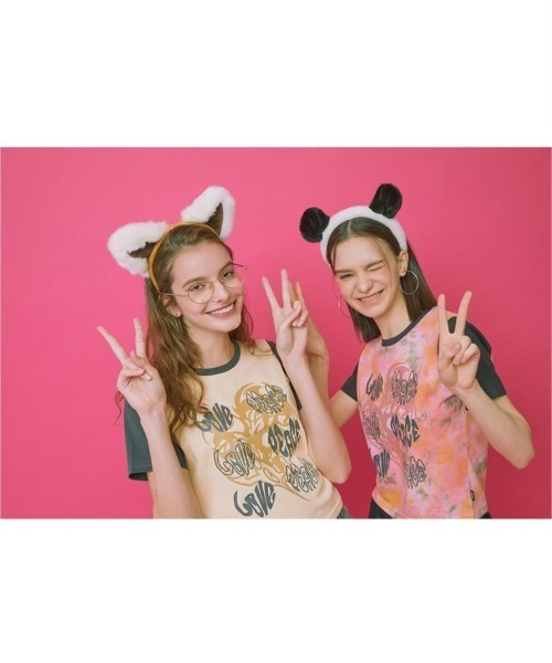 CRANK（クランク）の「【CRANK】LOVE PEACE PRINT T（Tシャツ/カットソー・レディース・ピンク/スカイブルー/ライトピンク/ライトイエロー・ONE SIZE）」の12枚目の写真
