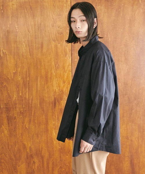 nowm（ノウム）の「【nowm】TYPEWRITER LOOSE BOX STAND COLLAR SHIRT/ タイプライター スタンドカラーシャツ（シャツ/ブラウス・メンズ・グレー/ダークネイビー・M/L）」の8枚目の写真