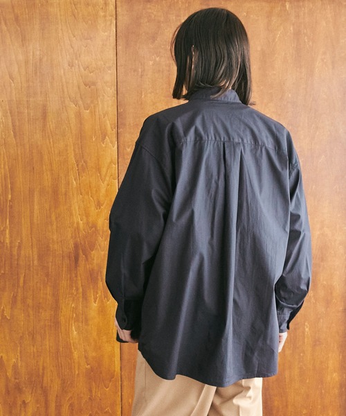 nowm（ノウム）の「【nowm】TYPEWRITER LOOSE BOX STAND COLLAR SHIRT/ タイプライター スタンドカラーシャツ（シャツ/ブラウス・メンズ・グレー/ダークネイビー・M/L）」の5枚目の写真