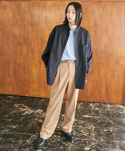 nowm（ノウム）の「【nowm】TYPEWRITER LOOSE BOX STAND COLLAR SHIRT/ タイプライター スタンドカラーシャツ（シャツ/ブラウス・メンズ・グレー/ダークネイビー・M/L）」の6枚目の写真