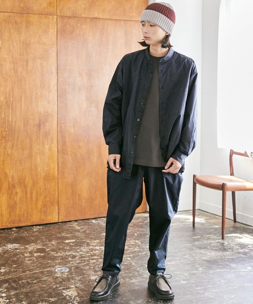 nowm（ノウム）の「【nowm】TYPEWRITER LOOSE BOX STAND COLLAR SHIRT/ タイプライター スタンドカラーシャツ（シャツ/ブラウス・メンズ・グレー/ダークネイビー・M/L）」の3枚目の写真
